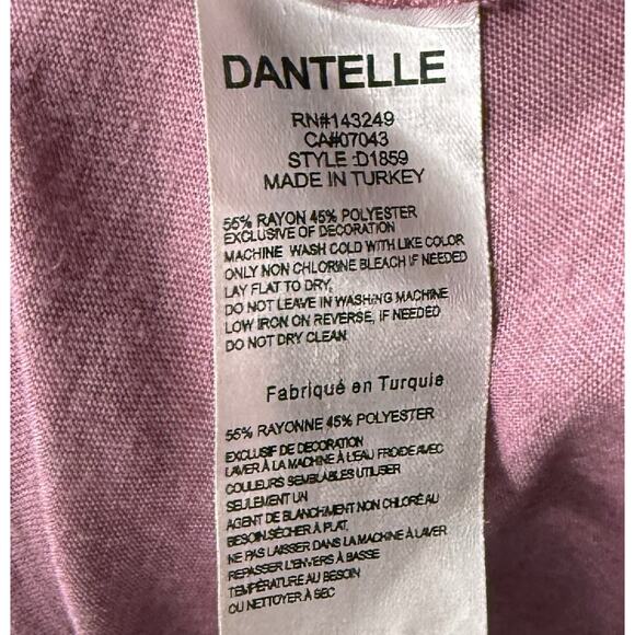 Dantelle Mauve Purple Womens Tunic Top Size XL Asymmetrical Hem Lace Embellished - Picture 6 of 6